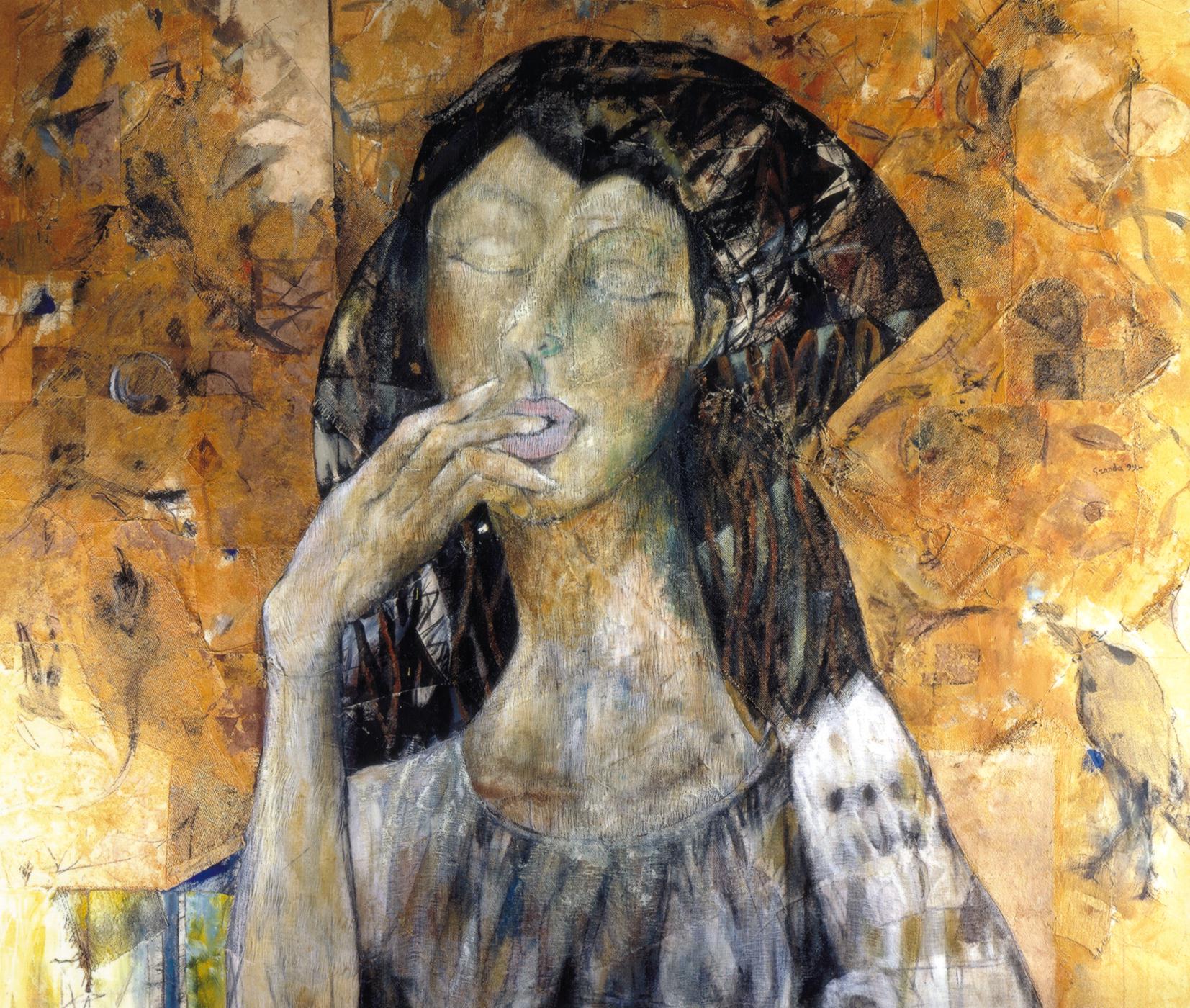 1999 Mujer chupándose el dedo,óleo sobre tela,145x165cms