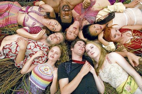 Clockwise from top  Martin Luther McCoy as JoJo, Dana Fuchs as Sadie, T.V. Carpio as Prudence, Ekaterina Sknavina as Rita, Evan Rachel Wood as Lucy, Jim Sturgess as Jude, Kiva Dawson as Max’s Girl, Joe Anderson as Max, and Halley Wegryn Gross as Max’s Girl in Revolution Studios’ Across the Universe.Photo Credit  Abbot Genser© 2007 Revolution Studios Distribution Company, LLC.